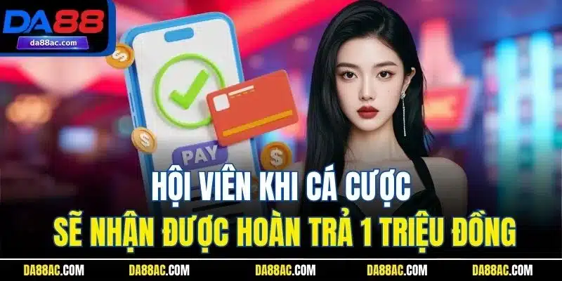 Hội viên nhận hoàn trả 1 triệu đồng khi cá cược